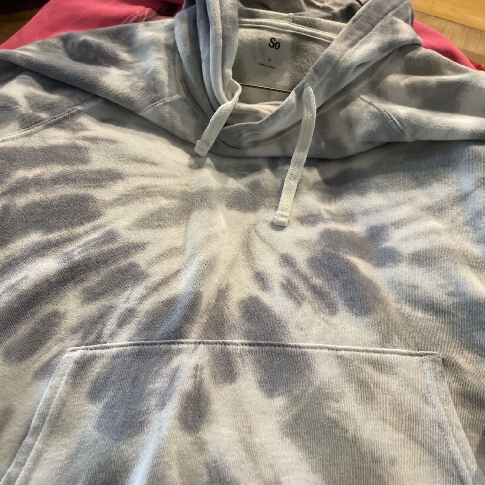 SO Cozy Hoodie Tied Dye Purple Womens Juniors Sz XL Hooded Soft Fabric